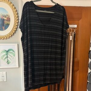 Daily Ritual Black and White Striped Short Sleeve Top